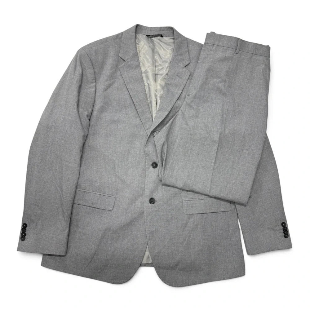 Banana Republic Mens Tailored Fit Suit 46R 38x30 Light Heather Grey 2 Piece Set